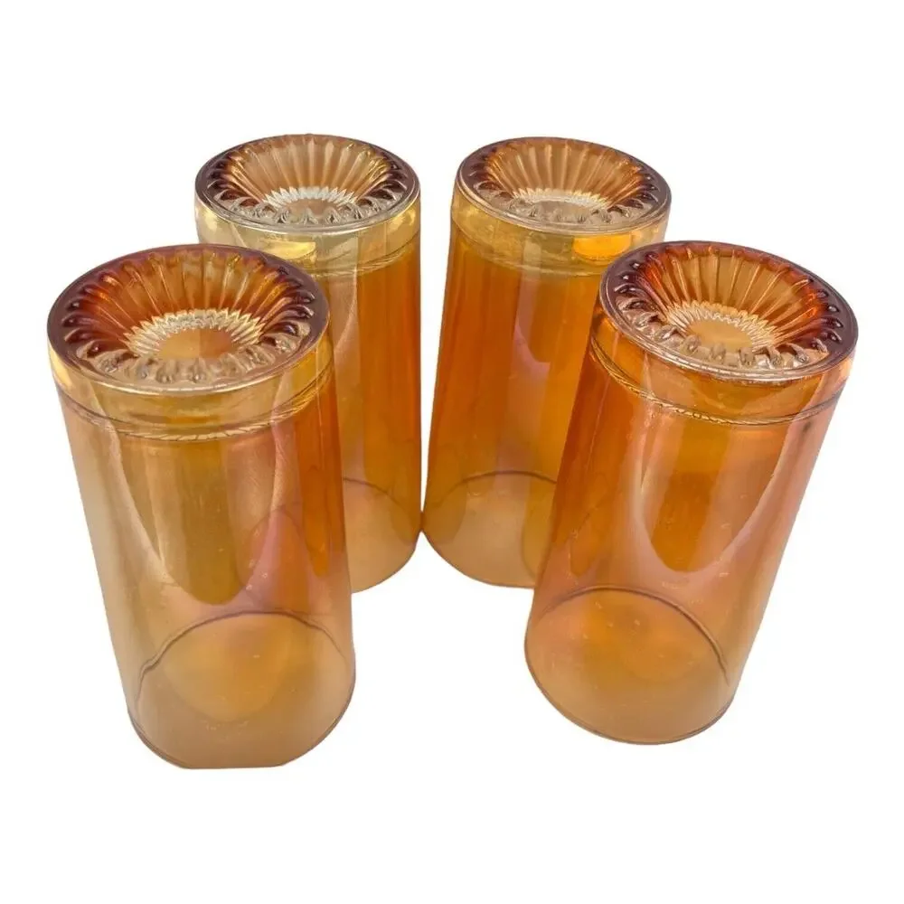 Vintage Marigold Iredescent Carnival Drinking Glasses 5